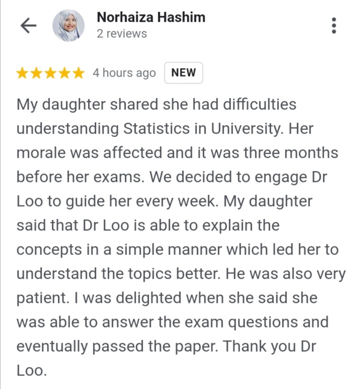 University Statistics Tutoring Student Review